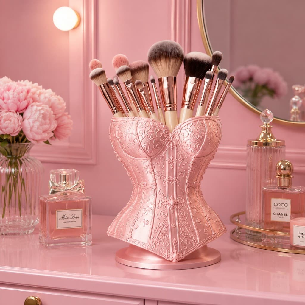 Organizador de pinceis de maquiagem porta-caneta penteadeira corset decorativo quarto feminino decoração presente