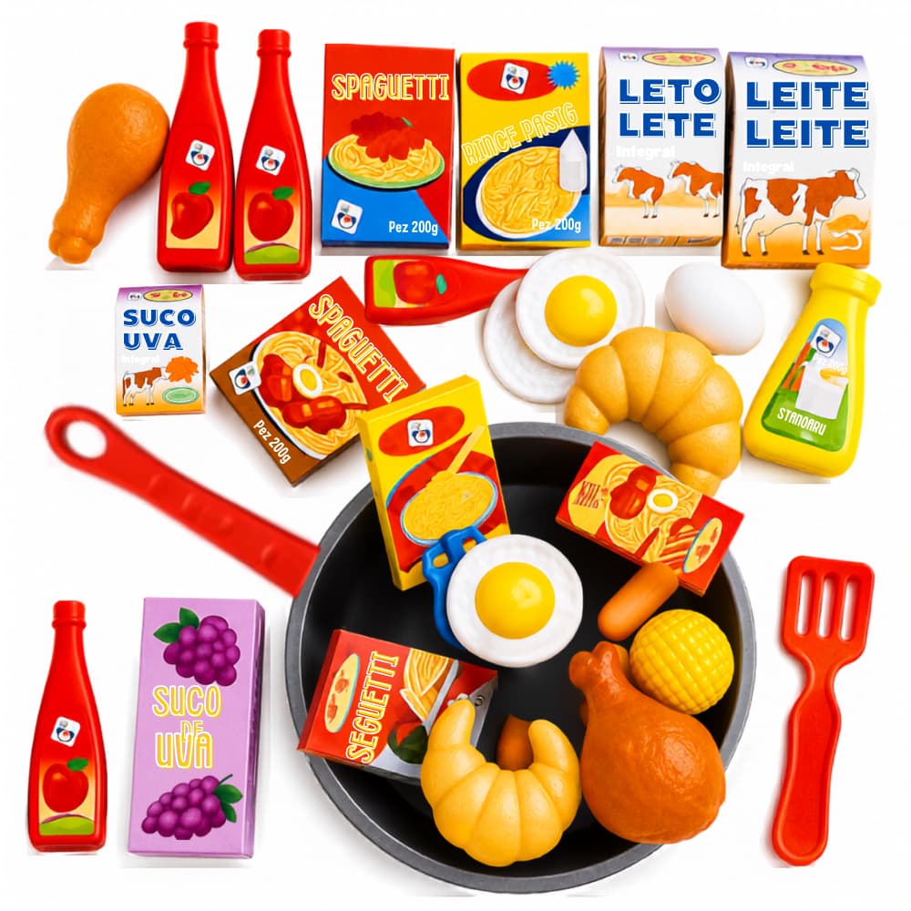 Kit Brinquedos Menino Menina 18 Peças Comidinhas de Brinquedo Panelinhas Cozinha Infantil