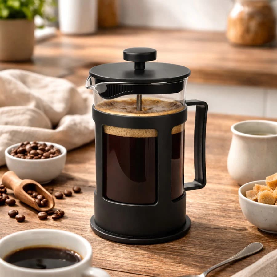 Cafeteira Francesa 300ml / 600ml Prensa Francesa Vidro Café Chá Infusor Manual Preta