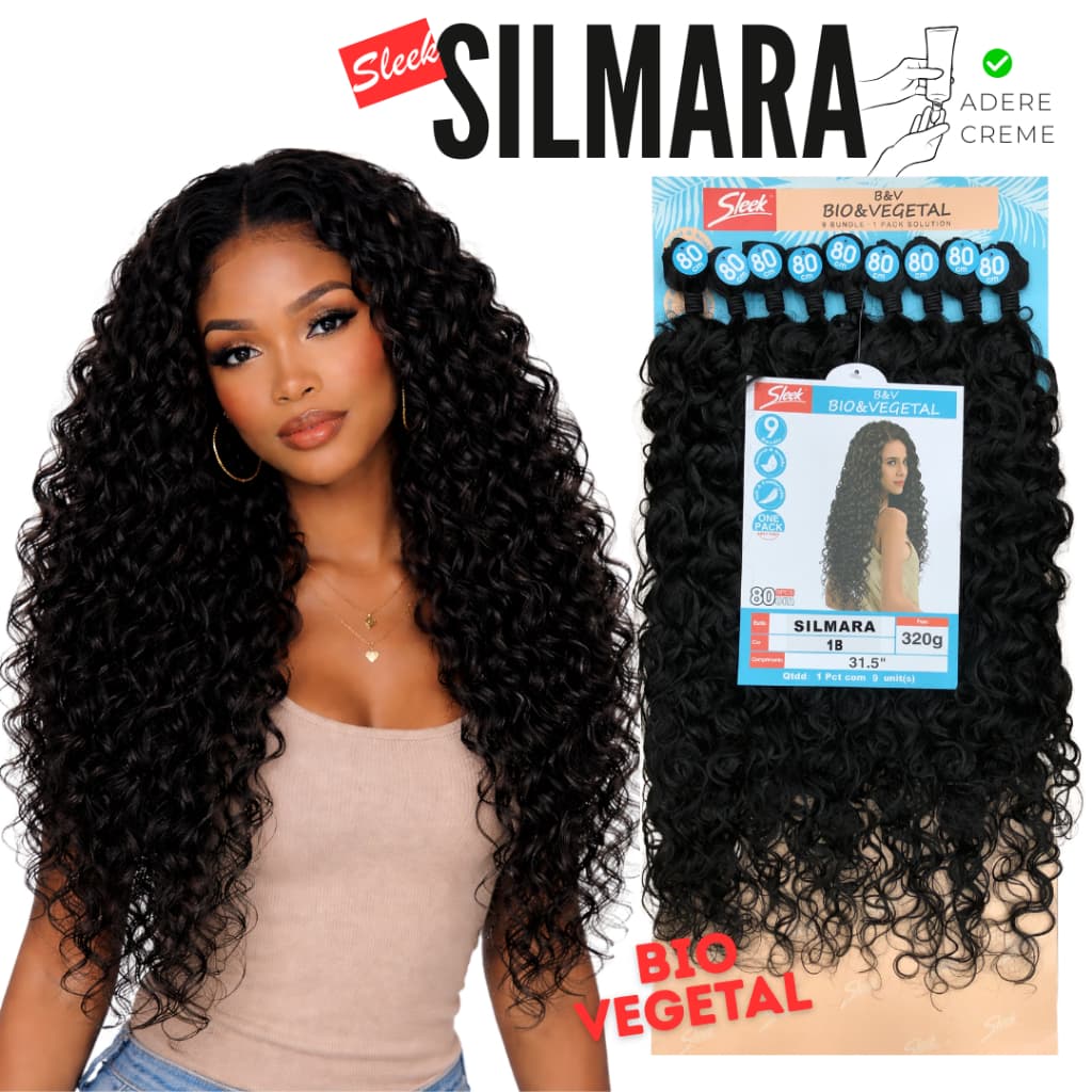 Silmara Mega Hair Bio Vegetal 80cm – Cabelo Cacheado 320g 9 Telas Adere Creme