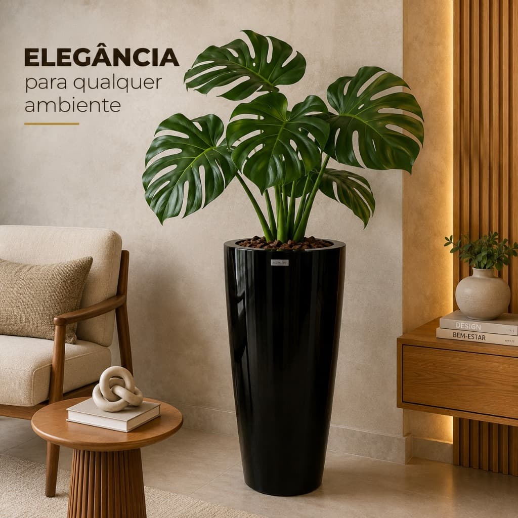 Vaso Fibra Vidro Esmeralda 57cm Decorativo Jardim Luxo