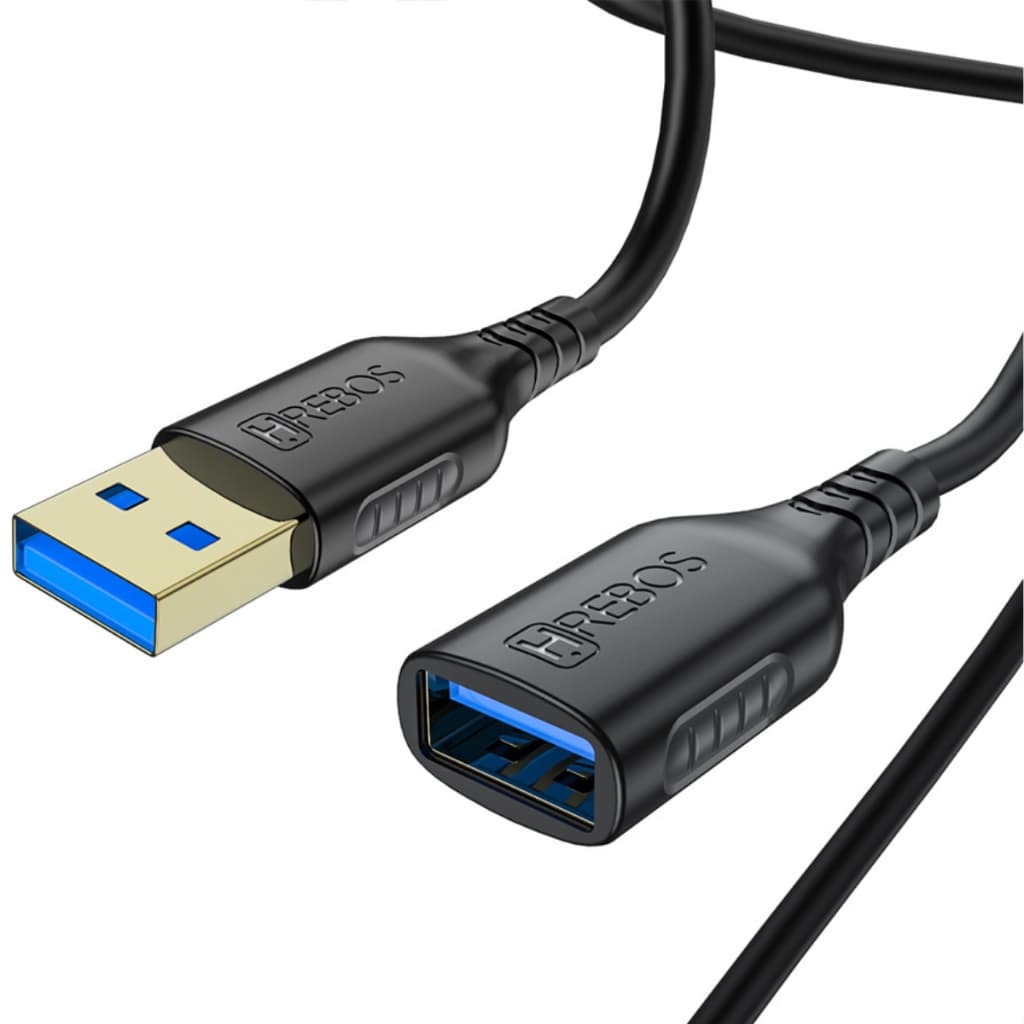 Extensor USB 3.0 2m Hrebos Preto USB Macho para USB Fêmea prolongador