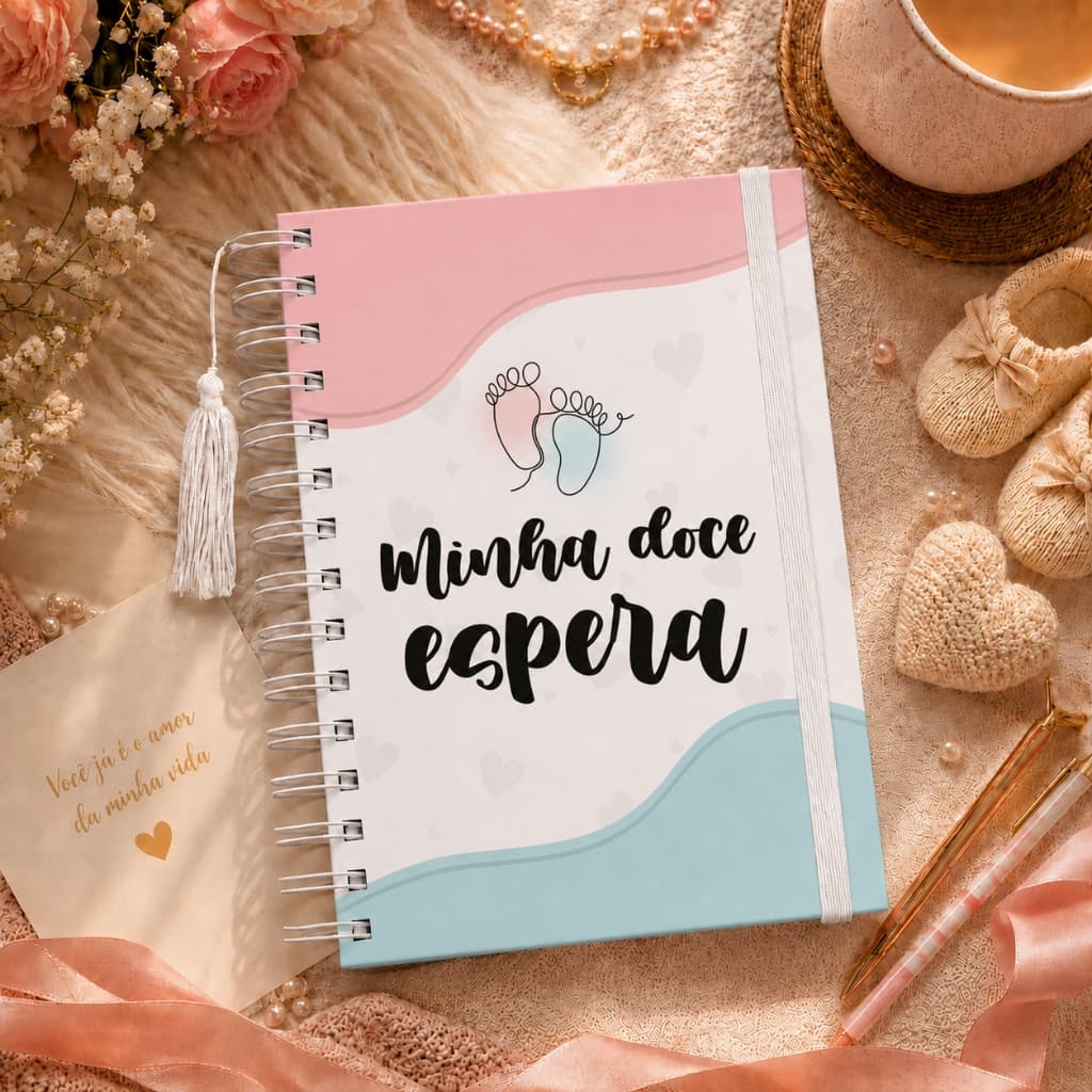 Planner da Gestante Diário Minha Gestação Caderno Caderneta Anotações 220 Páginas Capa Dura