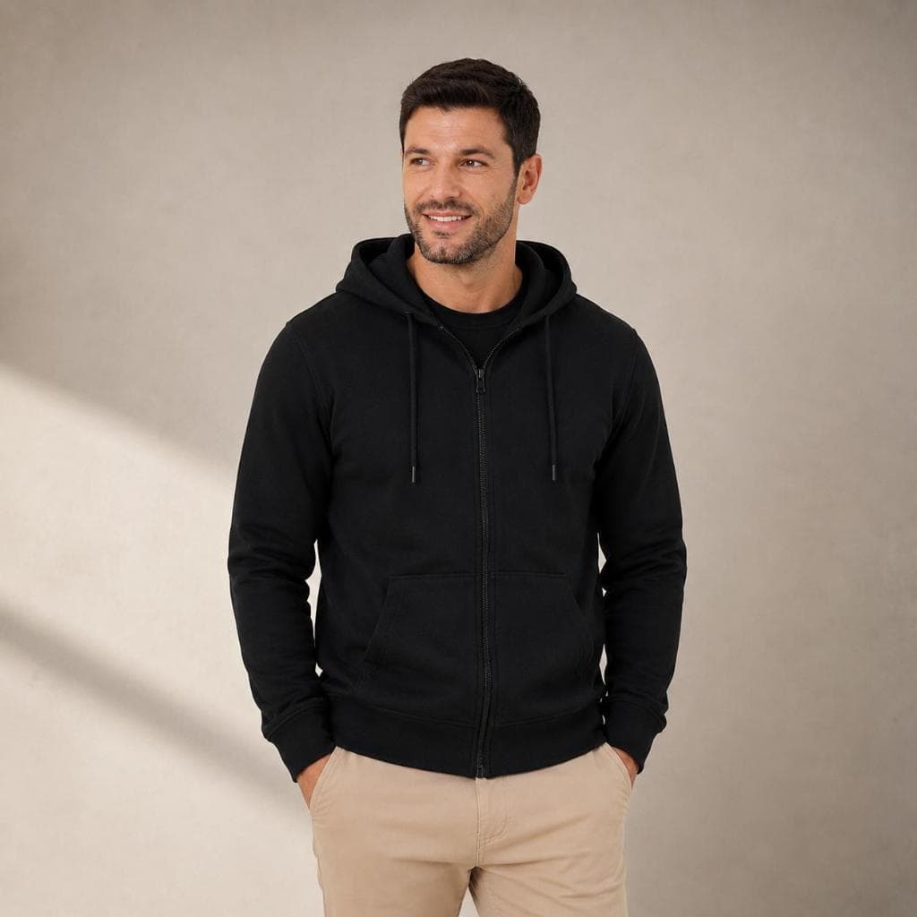Moletom Com Zíper Liso Flanelado Masculino Dia dos Pais Casaco de Frio Com Capuz Envio Imediato Academia