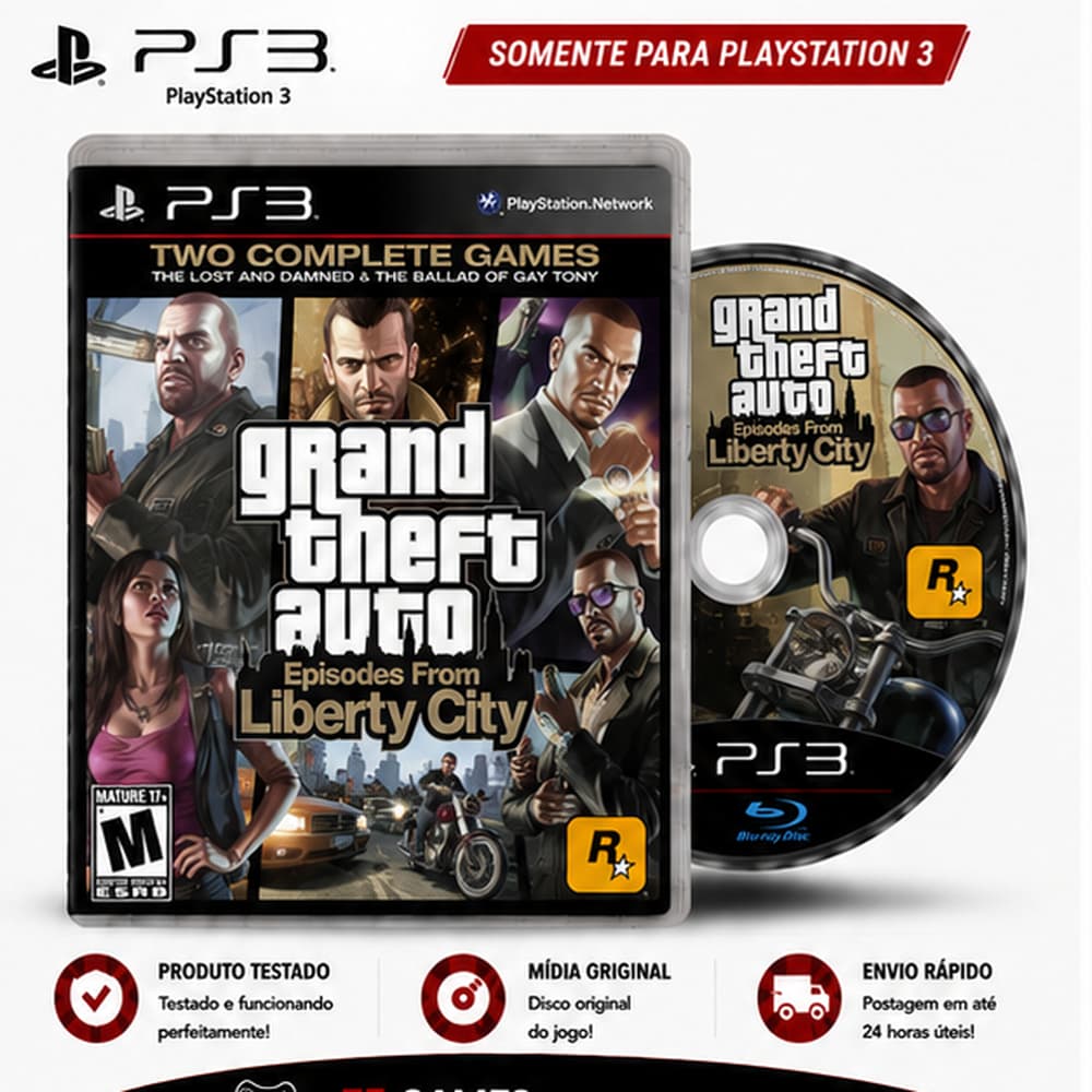 Jogo Grand Theft Auto Episodes From Liberty City GTA Midia Fisica Original Ps3 Playstation 3