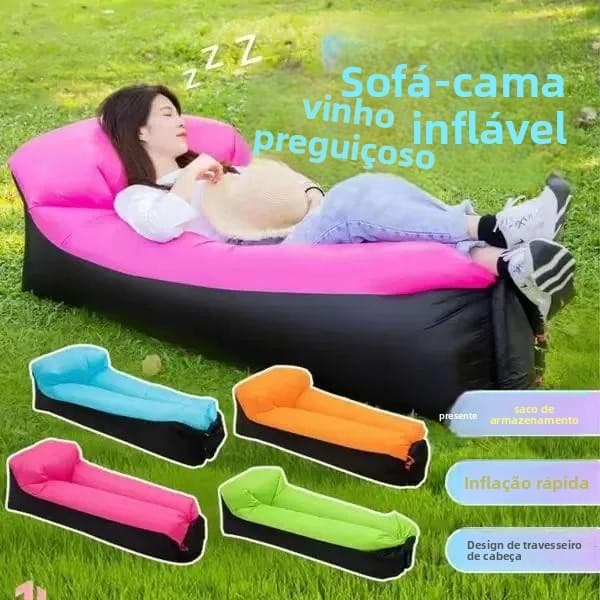 Sofá-Cama Inflável para Preguiçosos - Portátil para Acampamento, Sesta, Praia e Uso Interno