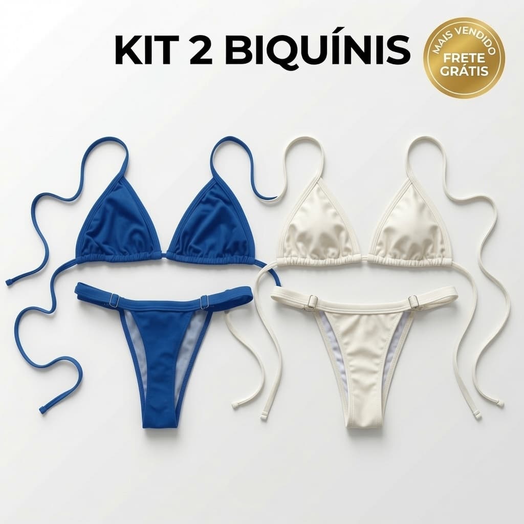 KIT 2 Biquini Fita Suplex Premium Tamanho Único 36/42 Calcinha Fio Com Forro e Regulação Lateral