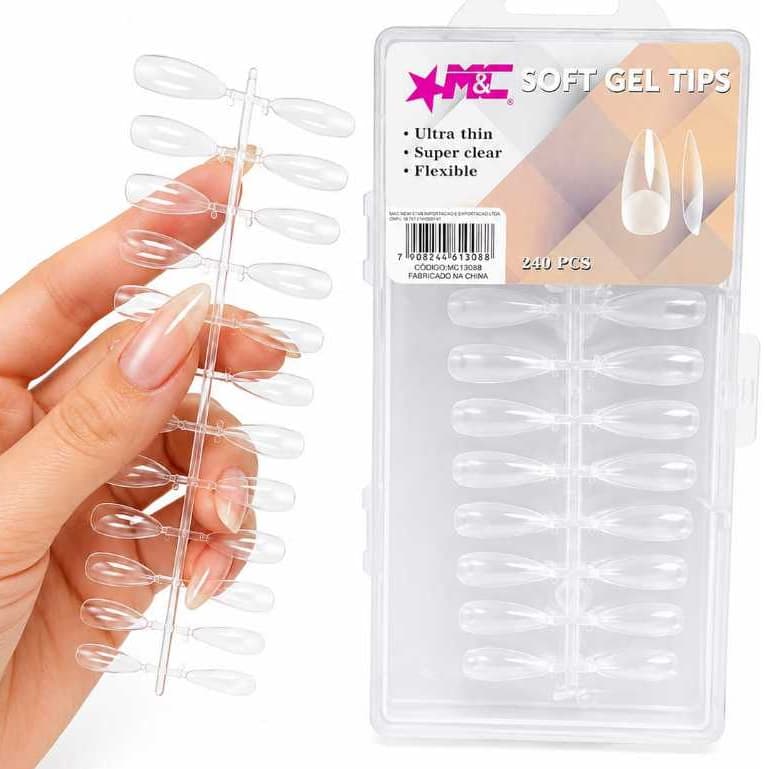 Kit Unhas Soft Gel Medium Almond Flexivel 240 Peças Lançamento M&C