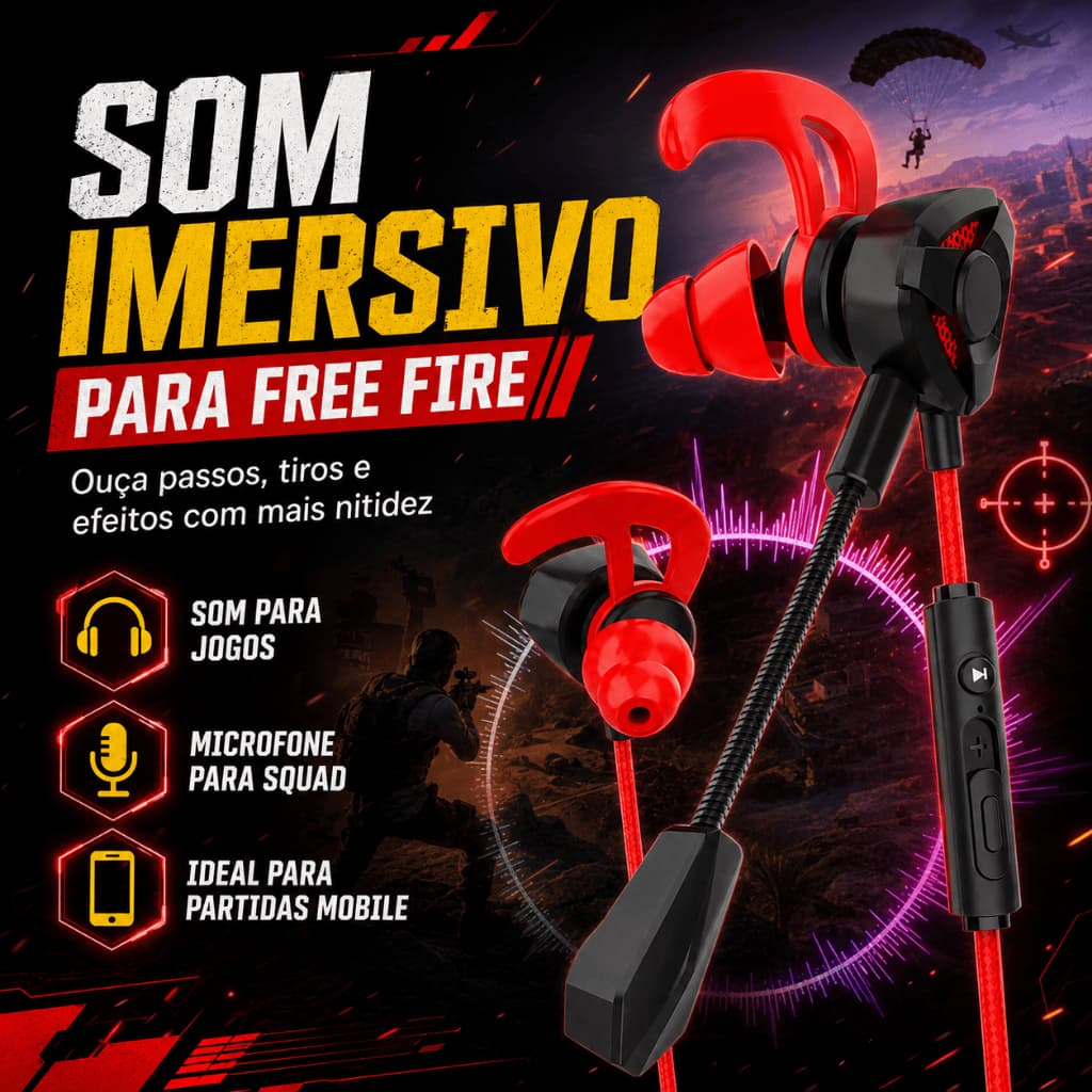 Fone para Free Fire | Modelo Gamer com entrada P2 - Linha G9