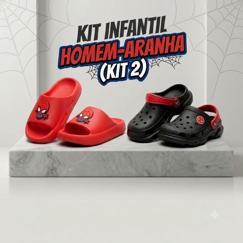 Kit Infantil Homem-Aranha 2 –  Infantil | Confortável, Leve e Antiderrapante