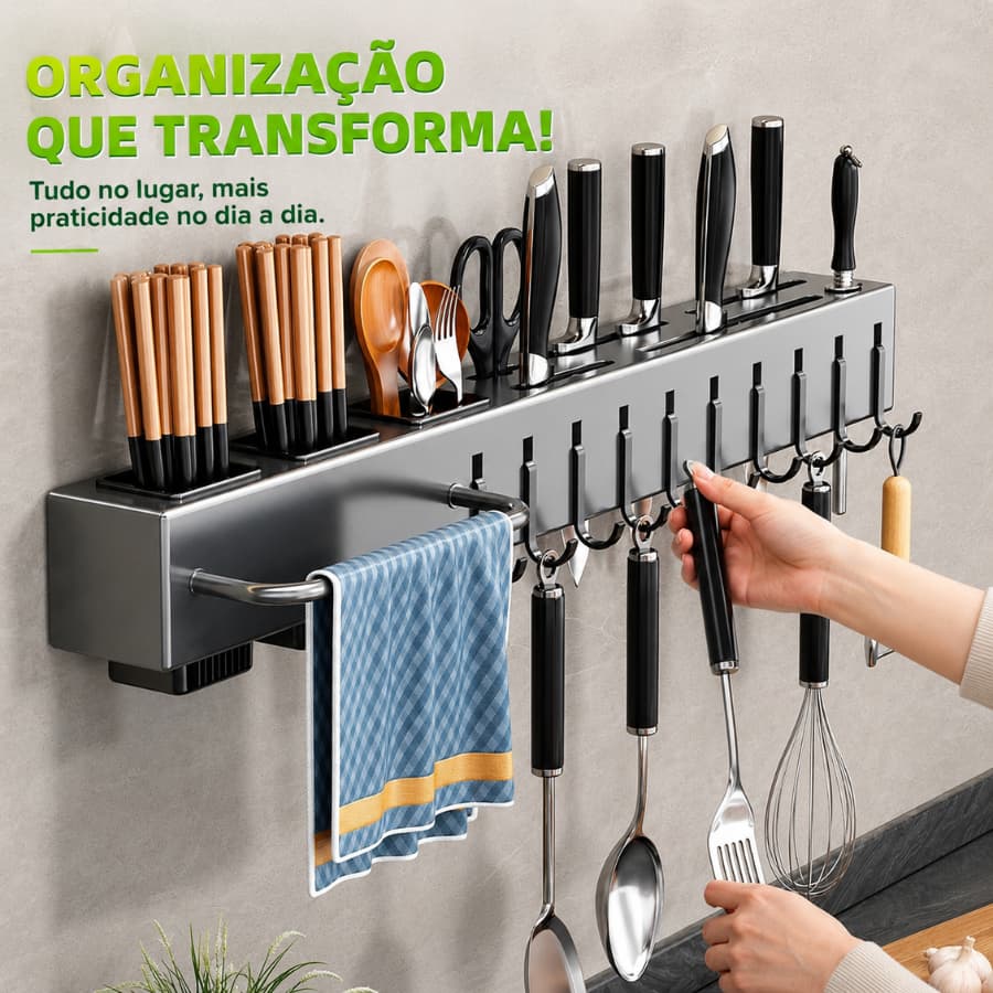 Suporte Para Armazenamento De Facas Ganchos Talheres Utensílios De Cozinha De Ferro