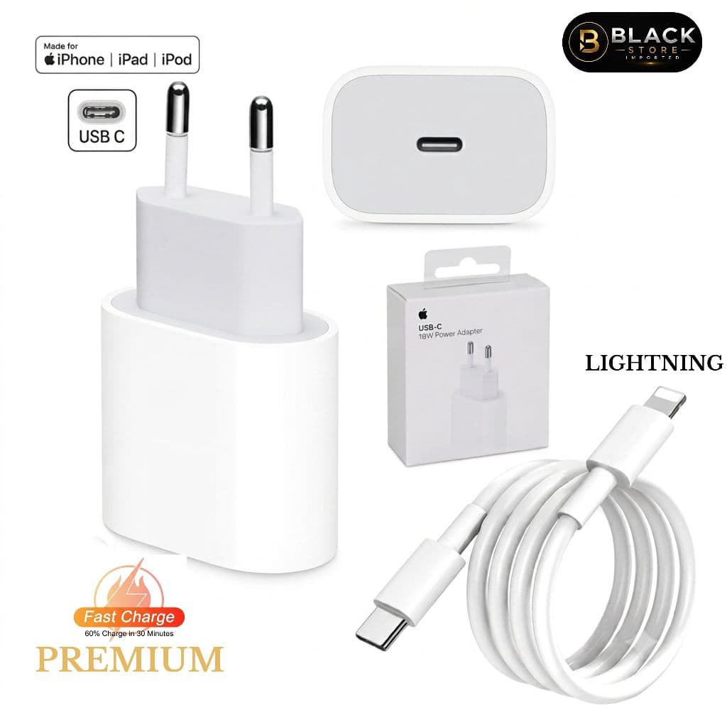 Carregador Completo Para Iphone Tipo Lightning Turbo Fonte + Cabo Carregamento Rápido