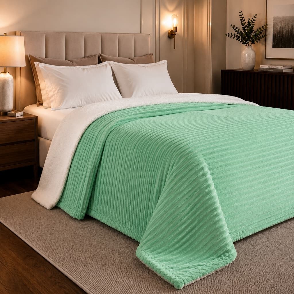 Manta Canelada Sherpa Casal 2,20x1,80 Macia Moderna Várias Cores