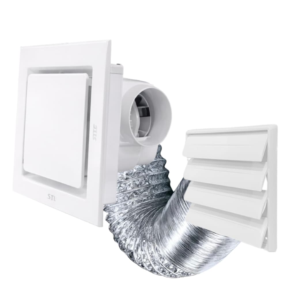Kit  Exaustor 250 Turbo Com 2m De Duto Para Ambientes C/ Iluminação