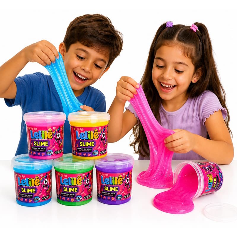 Slime LELILÊ Kit 3, 6 ou 9 Unidades 180g | Slime Infantil Colorida com Glitter | Envio Rápido