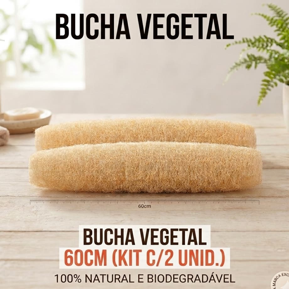 Kit 2 Buchas Vegetal Inteira Média Higiene Pessoal Limpeza em Geral 100% Natural
