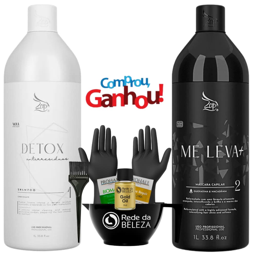 Zap - kit Tratamento Me Leva+ Black 2x1 + Kit Aplicação, Saches, Luva e Óleo