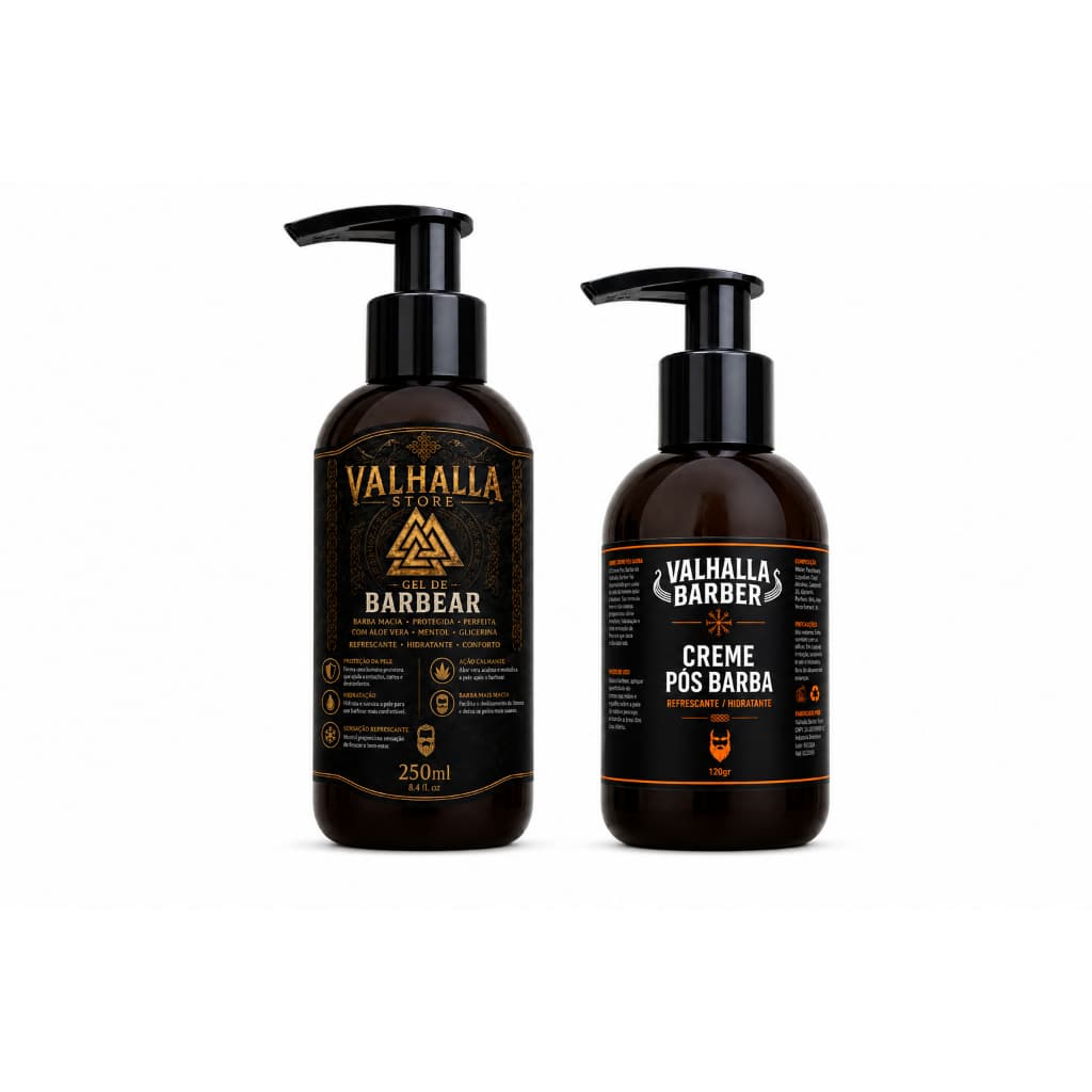 Kit Gel Barbear + Creme Pós barba 370ml total Valhalla Barber