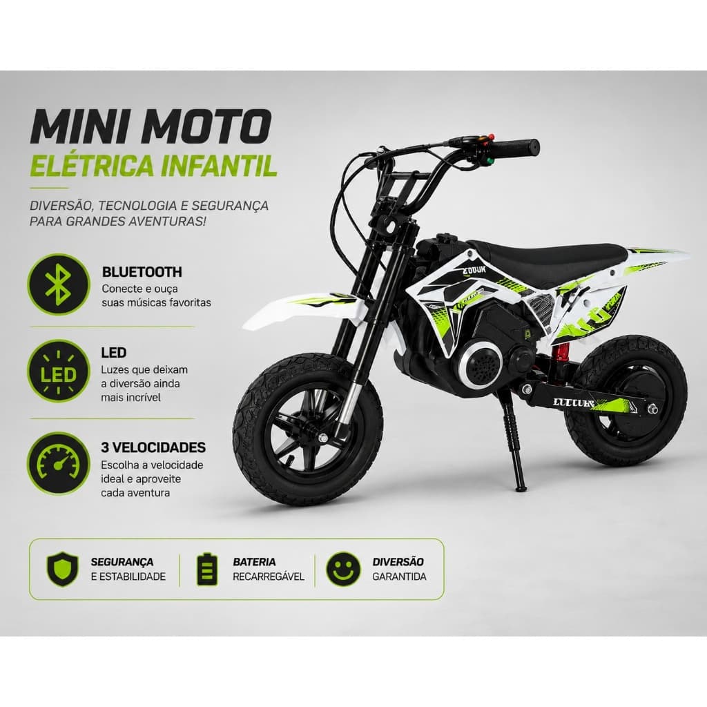 Mini Moto Eletrica Lançamento Com Freio A Disco 300w suporta ate 60 kg