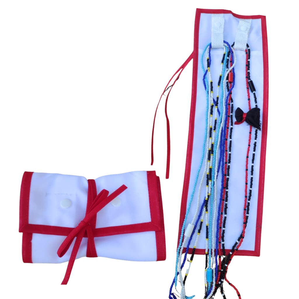 Estojo Saco Porta Guias  Bolsa Porta Guia Exu é o Orixá Umbanda Candomblé OPÇÃO:BRANCO COM VERMELHO