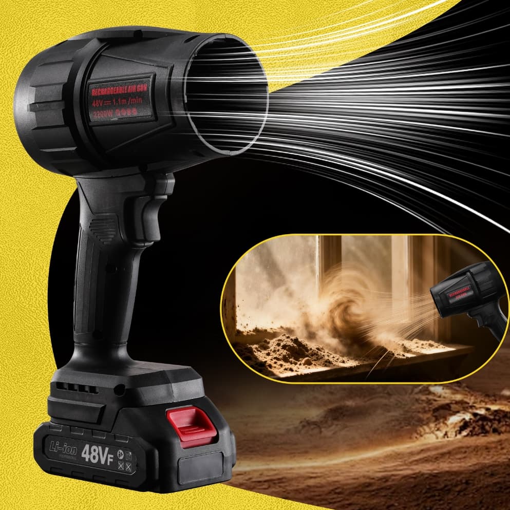 Soprador Turbo Portátil 48V com 2 Baterias e Carregador Bivolt, Multiuso Jardim e Oficina