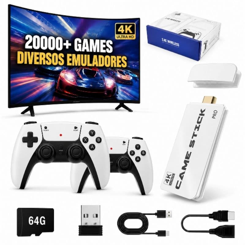 Game Stick M15 4K Retro 20000 Jogos 2 Controles Sem Fio