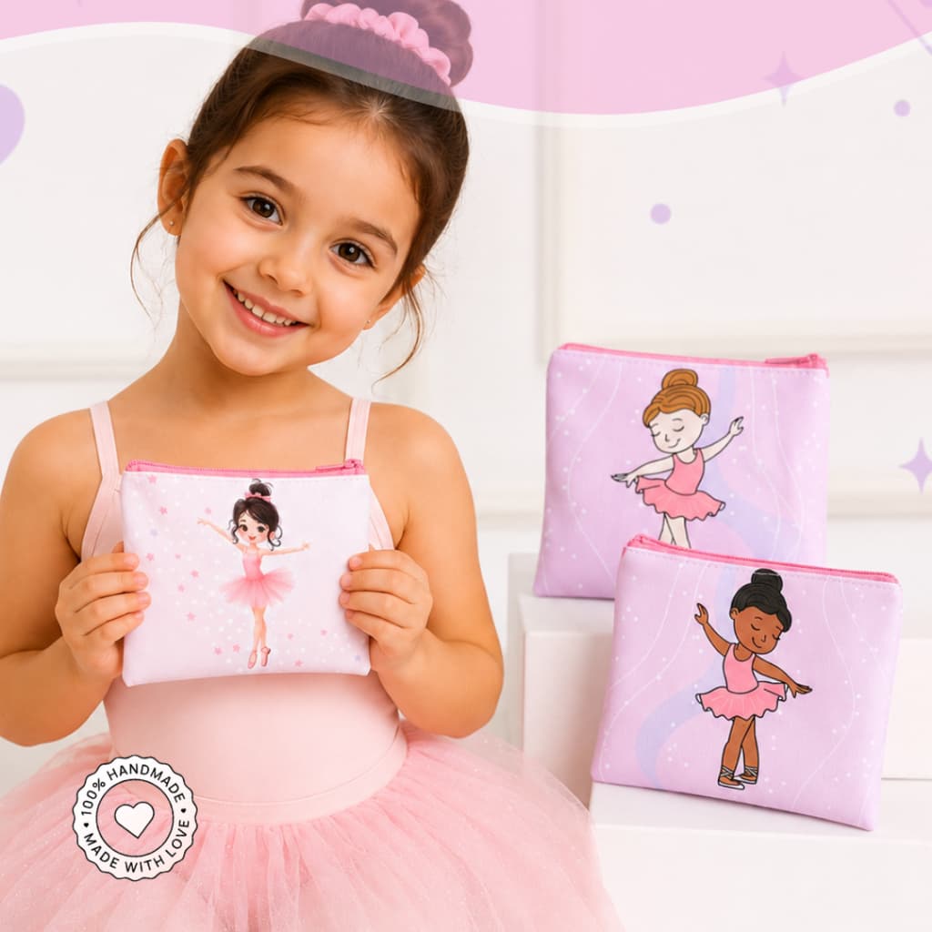 Necessaire Ballet/ Porta Acessórios, Grampos, redinhas e laço | estojo Maquiagem Bailarina| Menina Infantil rosa e lilás