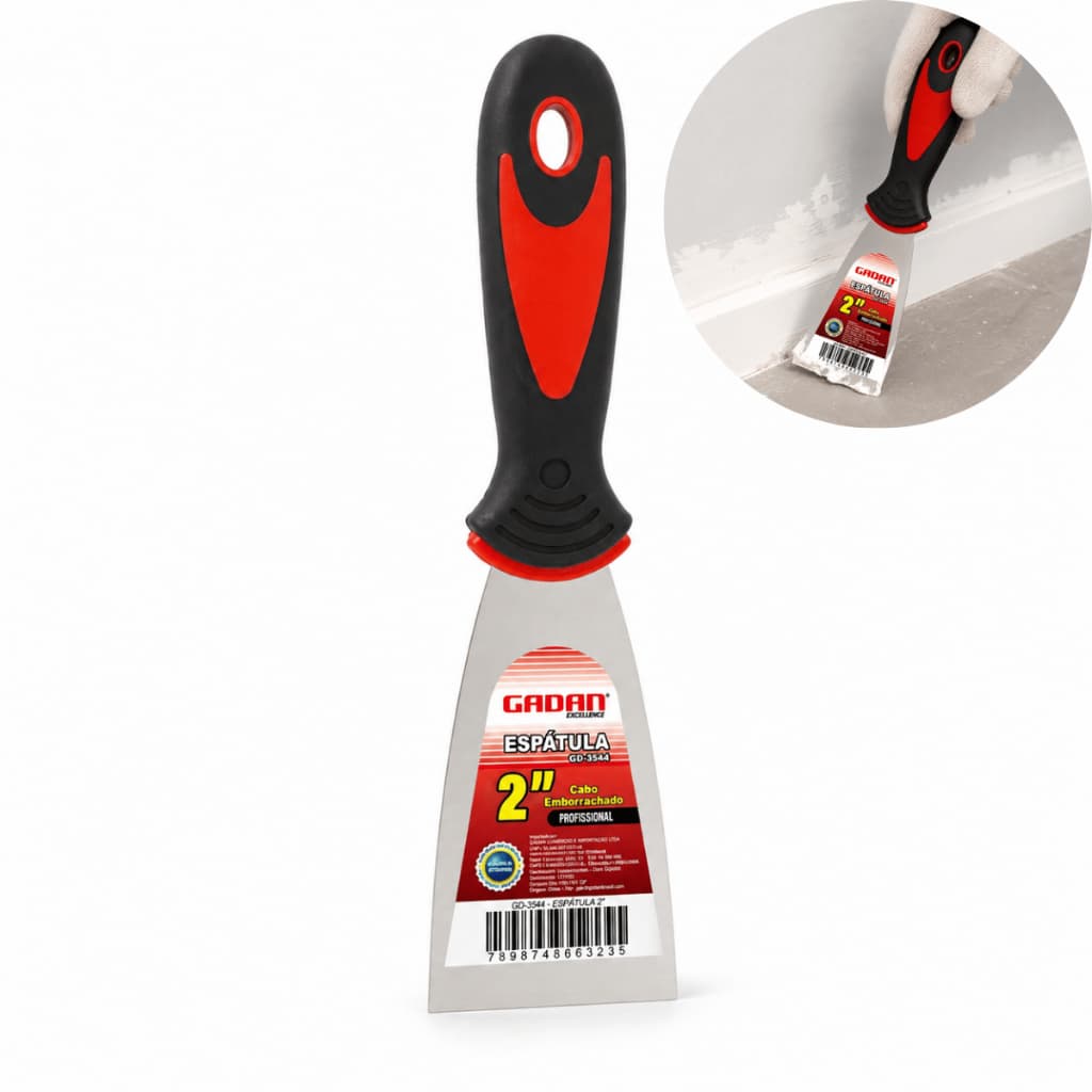 Espátula Pedreiro Pintor Gesseiro 2 Polegadas Aço Inox Profissional Cabo Emborrachado