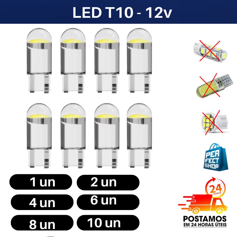 Lâmpada Led T10 Pingo W5W Branco, Azul, Verde, Ambar, Vermelho Alta Qualidade Pingo 6000k Branco Puro Carro Moto 12v