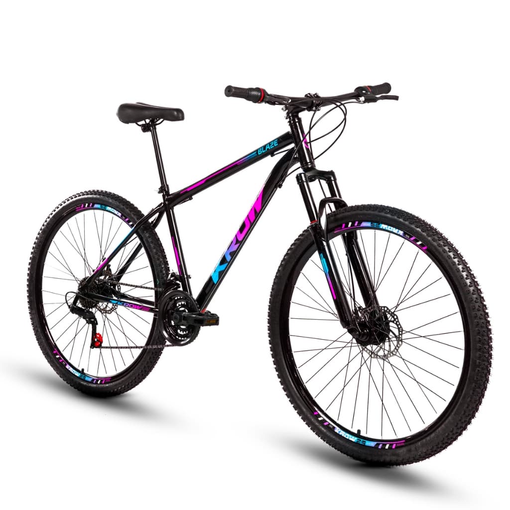 Bicicleta Aro 29 Aço Carbono Freios a Disco 21 Marchas Suspensão Dianteira Krow Bikes