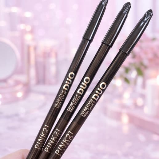 Lapis delineador para olhos pink21 DUO 2 em 1 preto e marrom