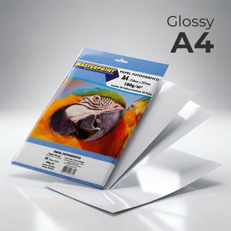 Papel Fotográfico A4 180g Glossy Brilhante À Prova D'água MasterPrint (NÃO ADESIVO)