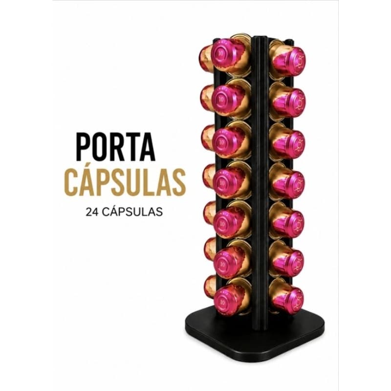 Porta Cápsulas Nespresso Giratório Suporte Organizador Torre Vertical 24 Cápsulas Cantinho do Café