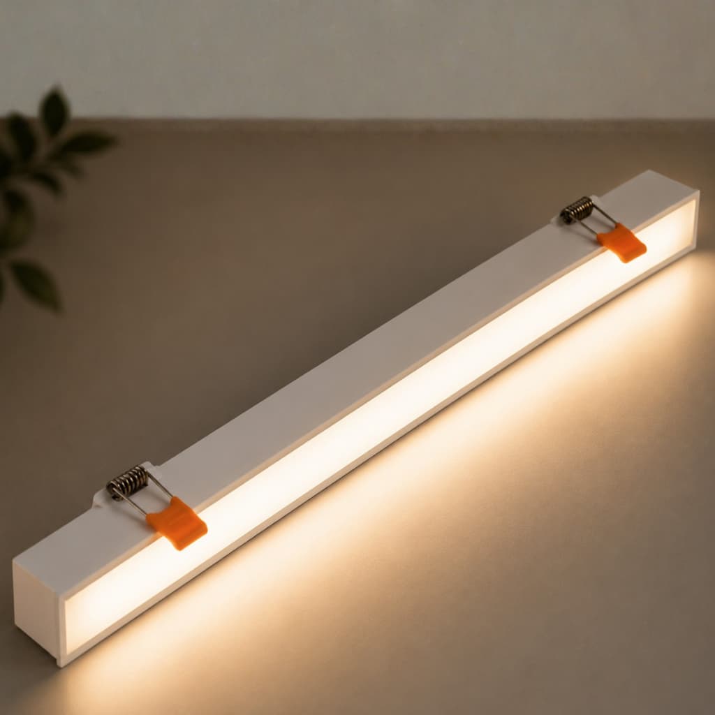 Luminária Slim LED Embutir 10W Branco Frio 6400K Bivolt Linear Perfil de Luz Teto Gesso 800lm