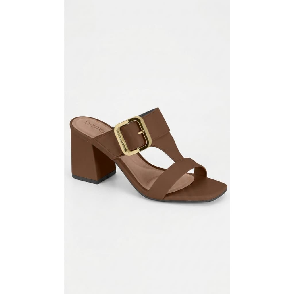 Tamanco Beira Rio Feminino Salto Quadrado Grosso Com Fivela Tira Larga Bico Quadrado Original