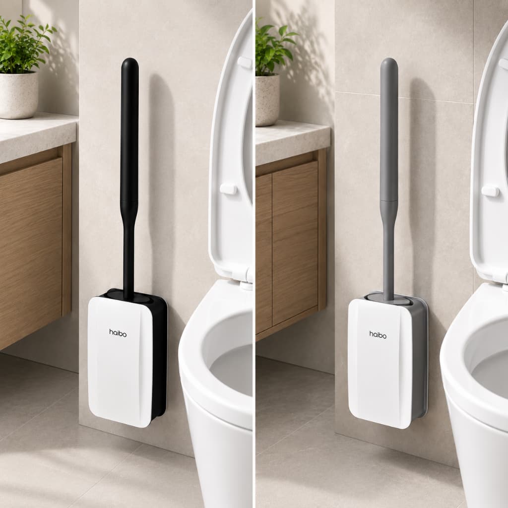 Escova Sanitária Banheiro Silicone Suporte Adesivo Parede Base Ventilada