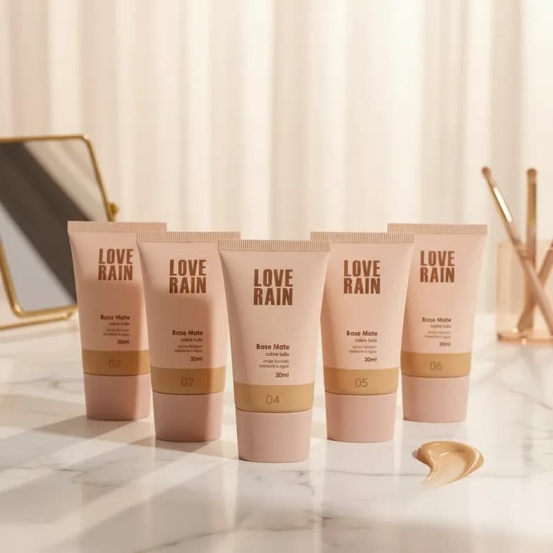 BASE MATTE COBRE TUDO LONGA DURAÇÃO LOVE RAIN-30 ML MAQUIAGEM COM ACABAMENTO NATURAL