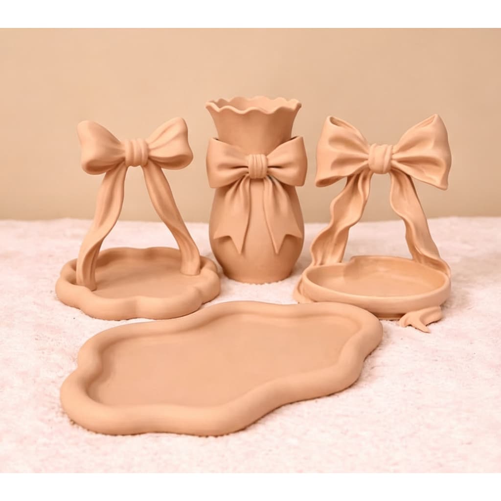 "Kit Bandeja Laço Luxo em Impressão 3D | Decoração Elegante para Lavabo, Quarto e Mesa Posta | Presente Sofisticado"