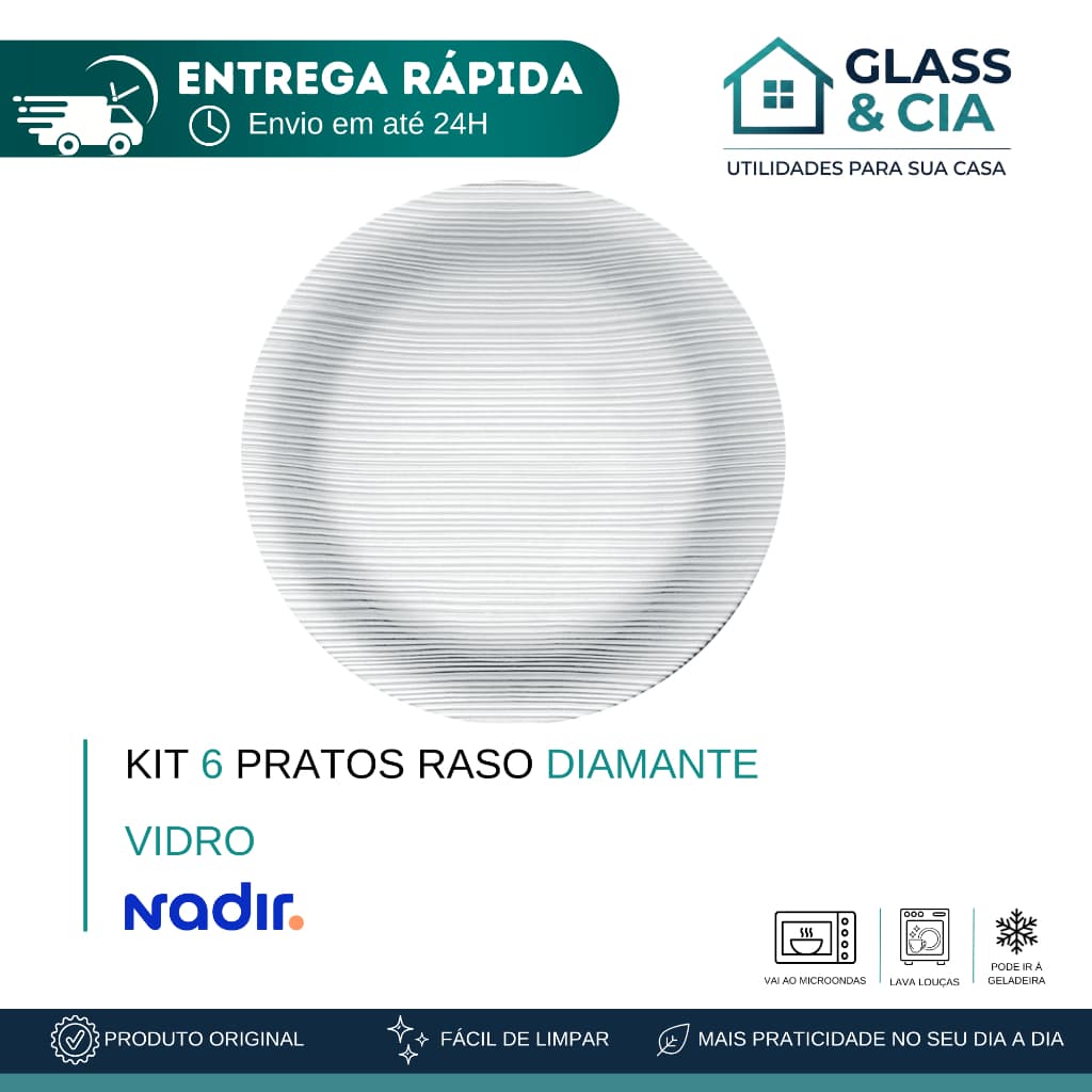 Kit 6 Pratos Duralex Diamante Raso - Nadir