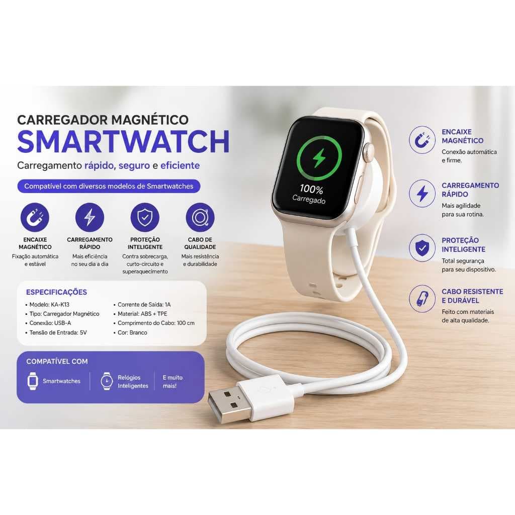 Carregador de Relógio Smartwatch por INDUÇÃO Universal Modelos ULTRA