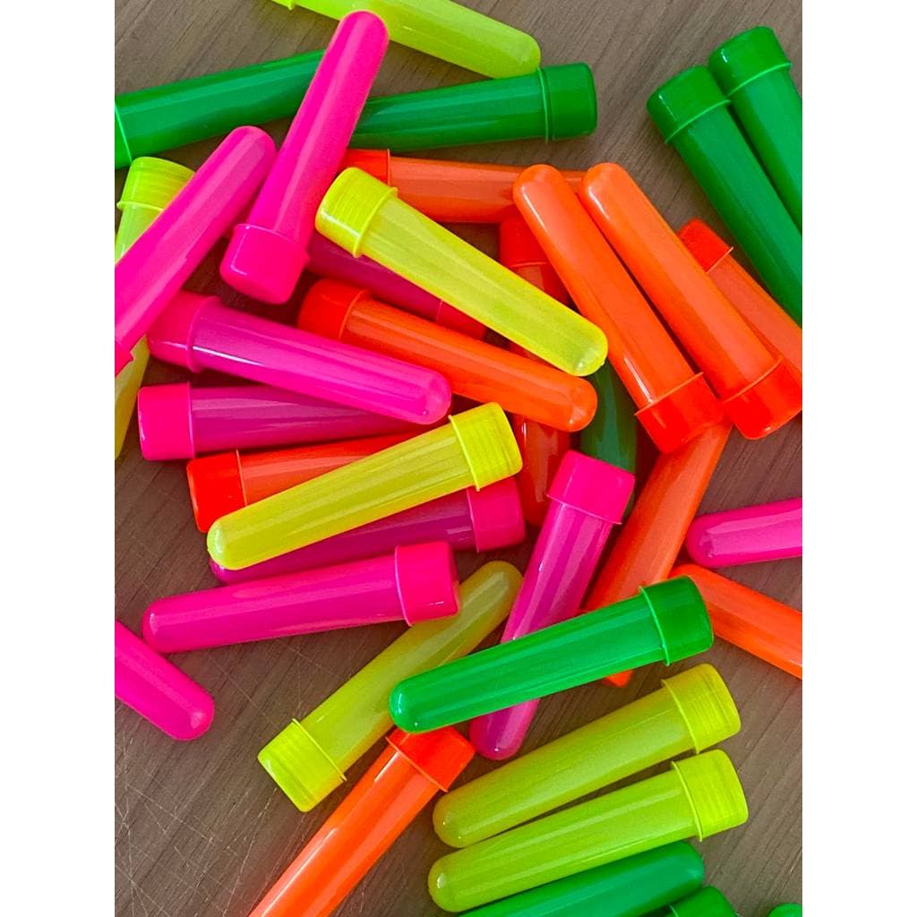 KIT 10 TUBETES NEON COLORIDOS 13CM LEMBRANCINHA