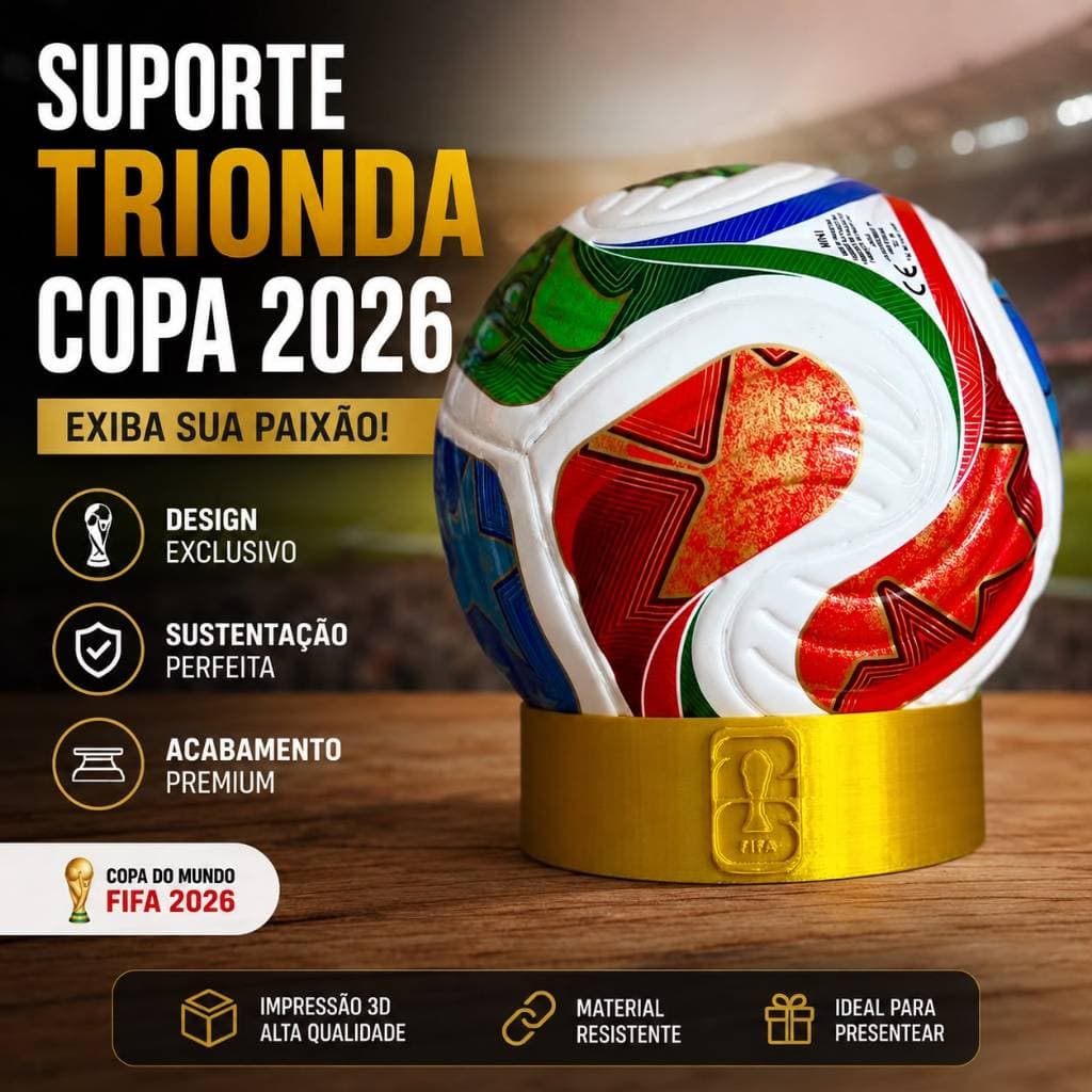 SUPORTE para Bola Trionda Copa do Mundo 2026 | Base Expositora | Mini e Tamanho Oficia (BOLA NÃO ACOMPANHA)