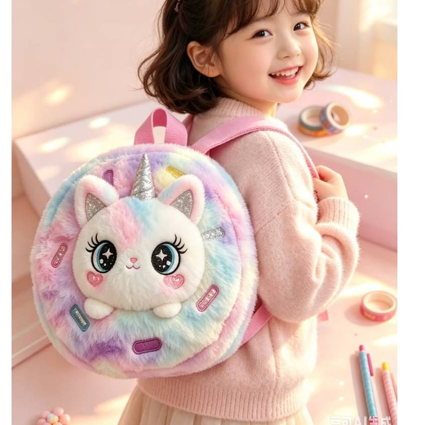 Mochilinha / Bolsa Infantil De Pelúcia / Fofa / De Unicórnio Para Meninas / Escola