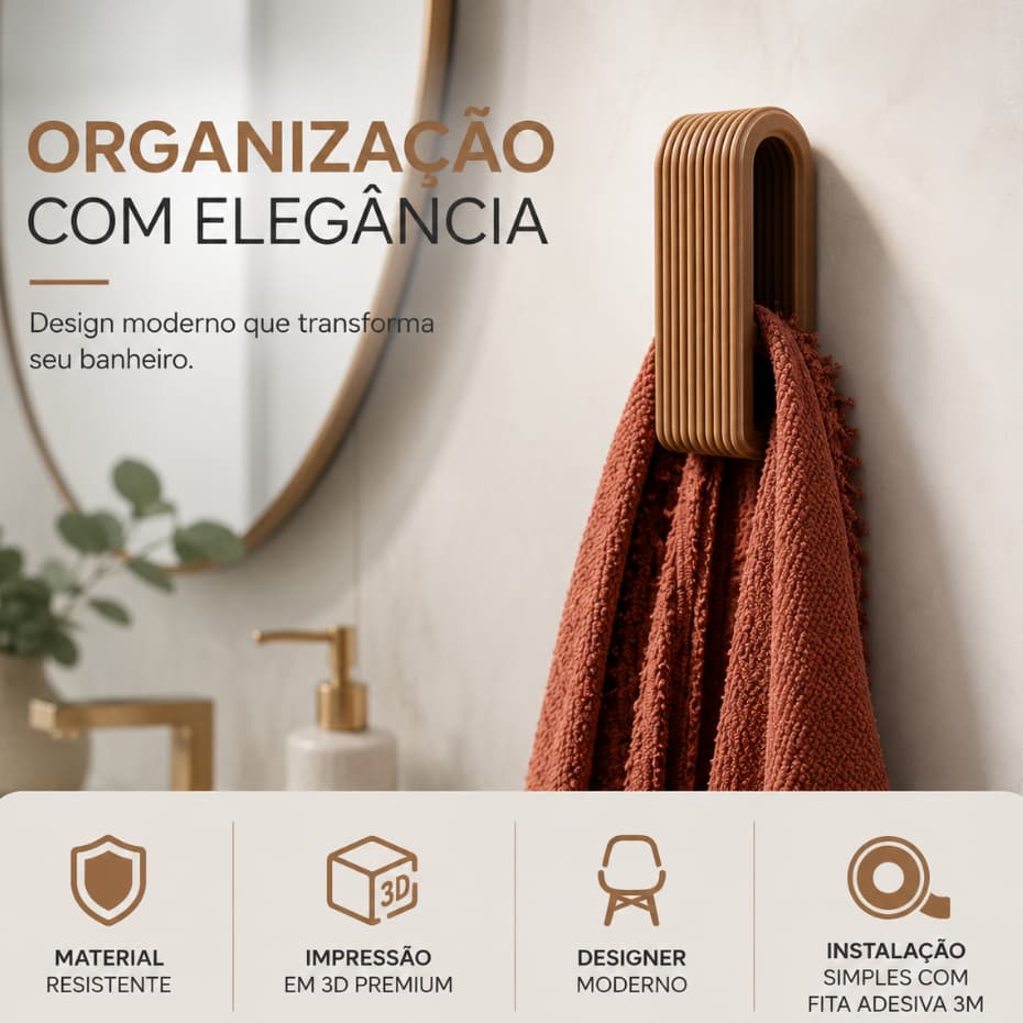 Suporte de Parede Gancho Para Toalhas e Pano de Prato com Travamento Automático