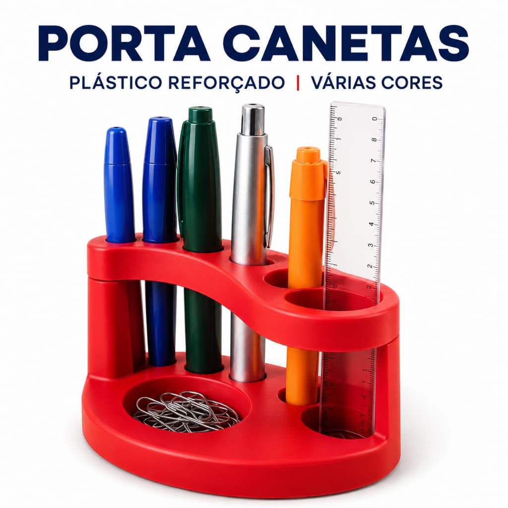 Porta Canetas Organizador Mesa Plástico Divisórias Porta Lápis Clips Escritório Home Office Estudo Multiuso