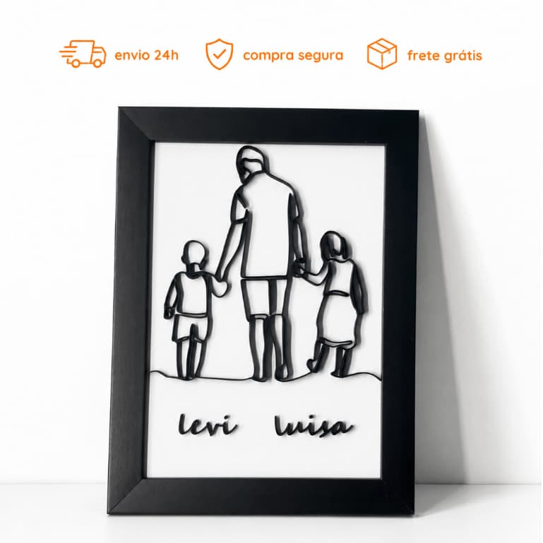 Kit 3 Quadros Dia Dos Pai Personalizado Pai Com Filho E Filha Personalizado Em Relevo 3D