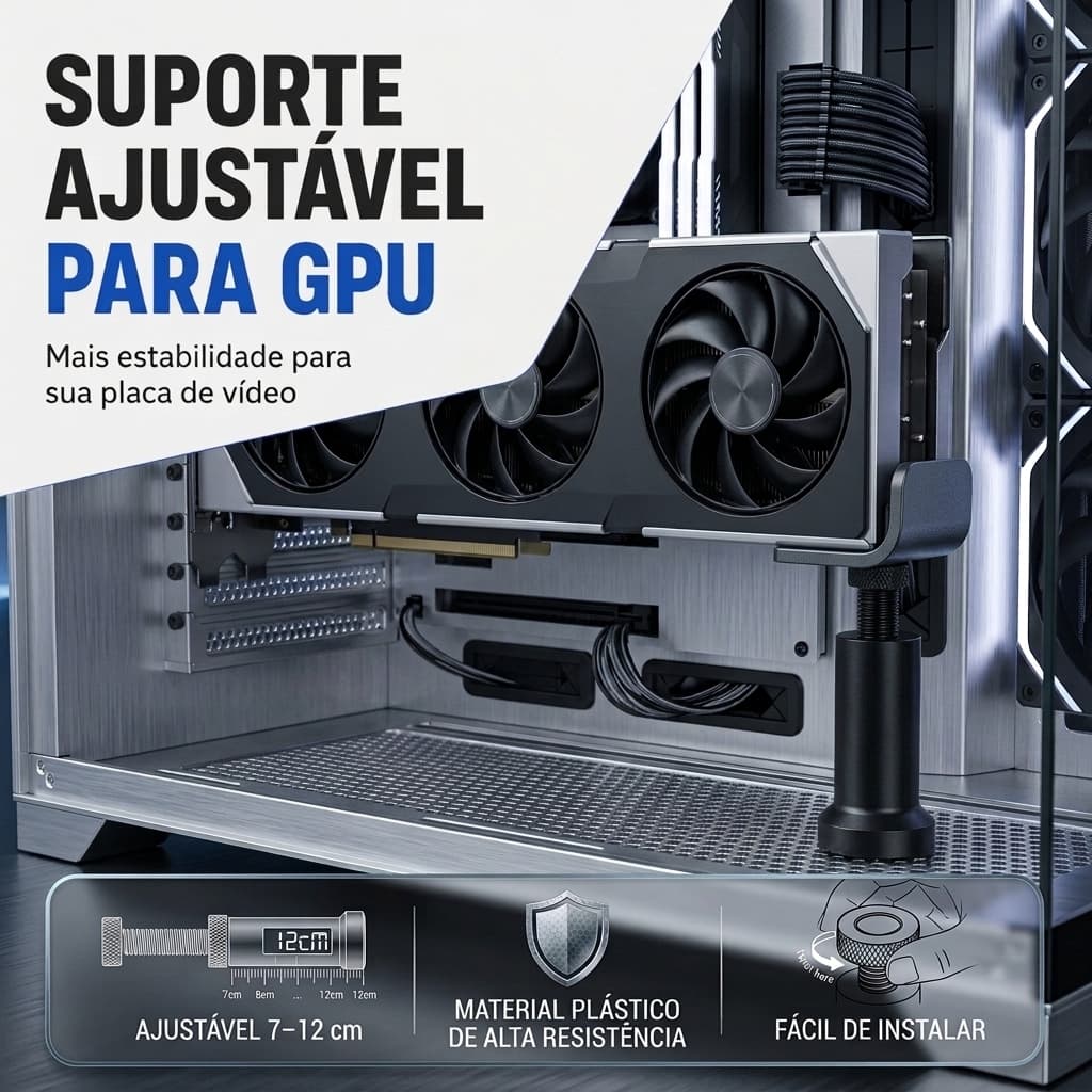 Suporte Ajustável para Placa de Vídeo GPU Anti-Sag Universal | Apoio Vertical para PC Gamer