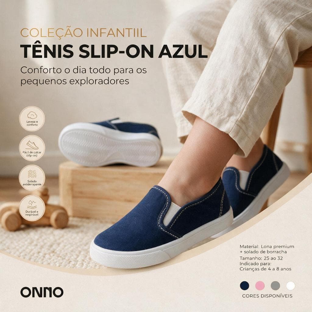 Tenis Bebê Infantil Slip On Casual Menina Menino Sapatenis Promoção Confortavel Leve Macio Escola