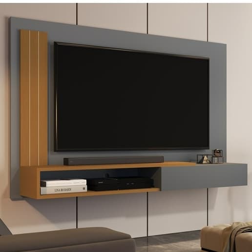 Painel TV Smart Luxo até 50 P Math com Porta e Nicho cores - JM Mais Móveis