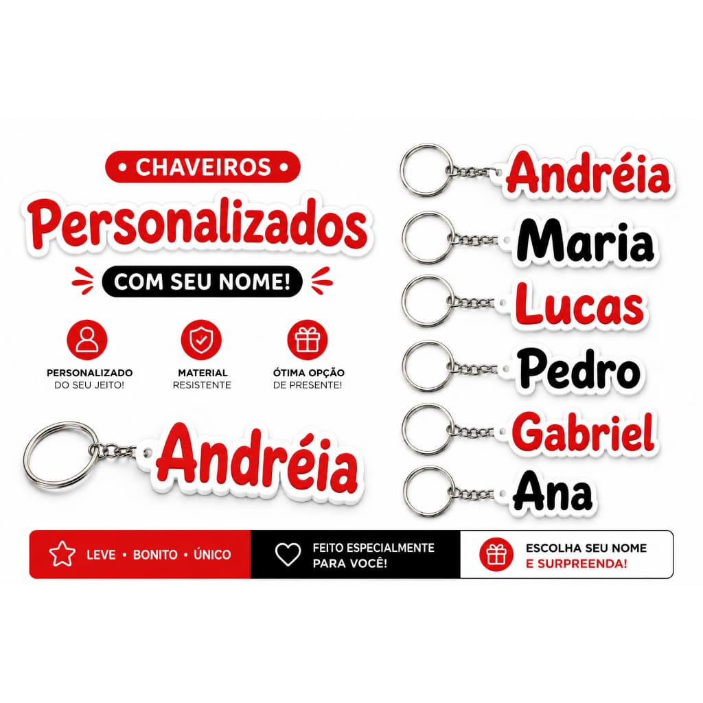Chaveiro com nome personalizado 3d ESCOLHA SUA COR  - Excelente Qualidade